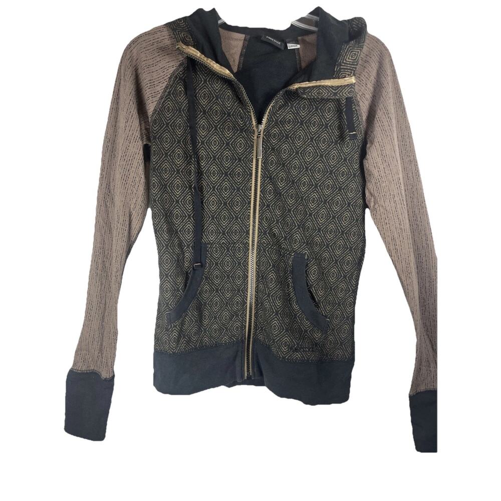Marmot Hoodie Jacket Lightweight Women small Black Brown Zip Aztec sweatshirt